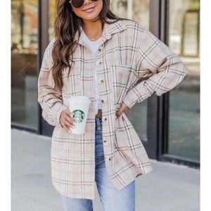SOLD Pink Lily Beige Plaid Shacket